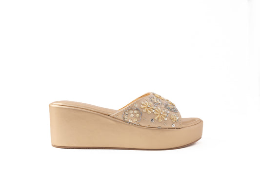 Champagne Gold Platform Wedge