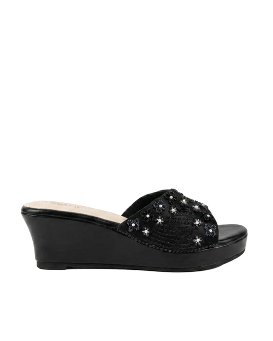 Black Flower Wedge