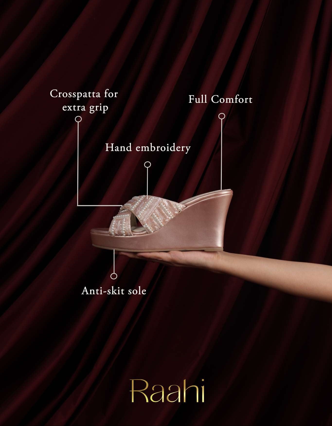 Pink Cross Strap Wedge