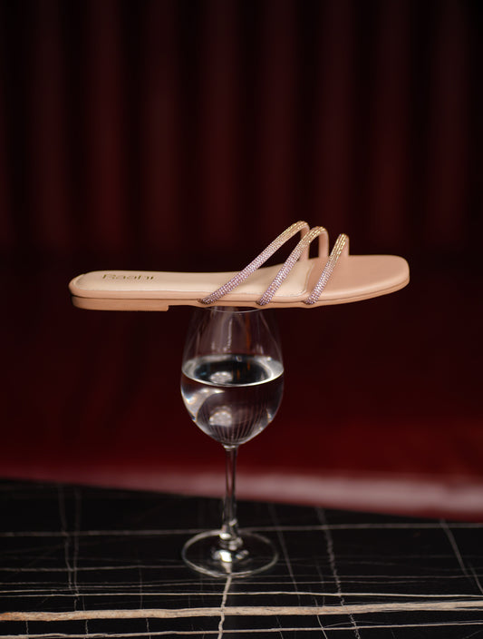 Pink three Diamond String flats