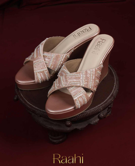 Pink Cross Strap Wedge